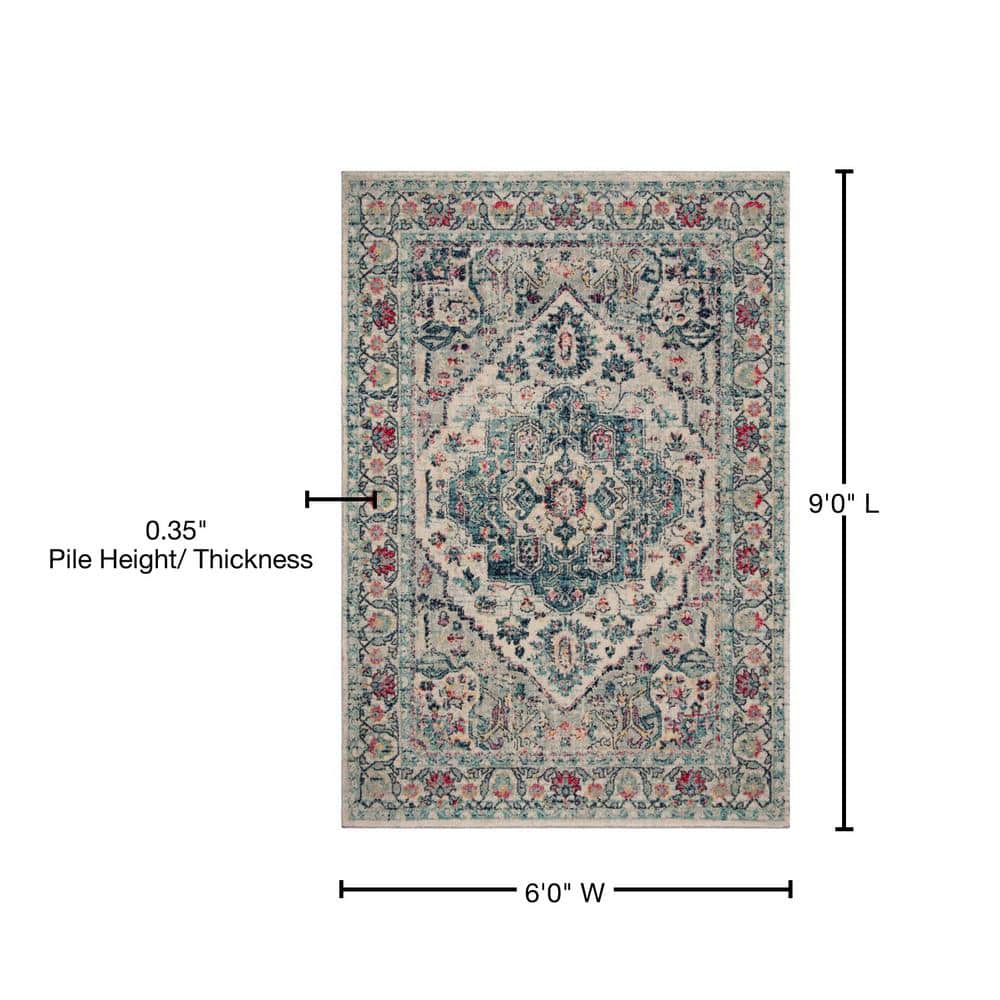 Navy and Fuchsia Rectangular Reversible Synthetic Rug, 6' x 9'