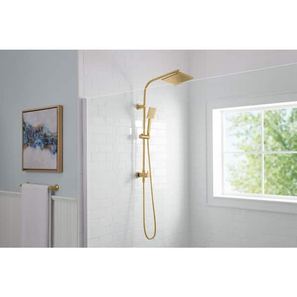 Polished Gold Bathroom Shower Set Mixer Tap 8 Square Head Top Spray Hand  Shower