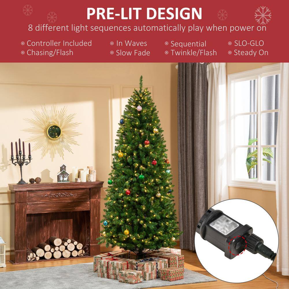 7.5ft Pre-lit Pine Artificial Christmas Tree with Warm LED Lights