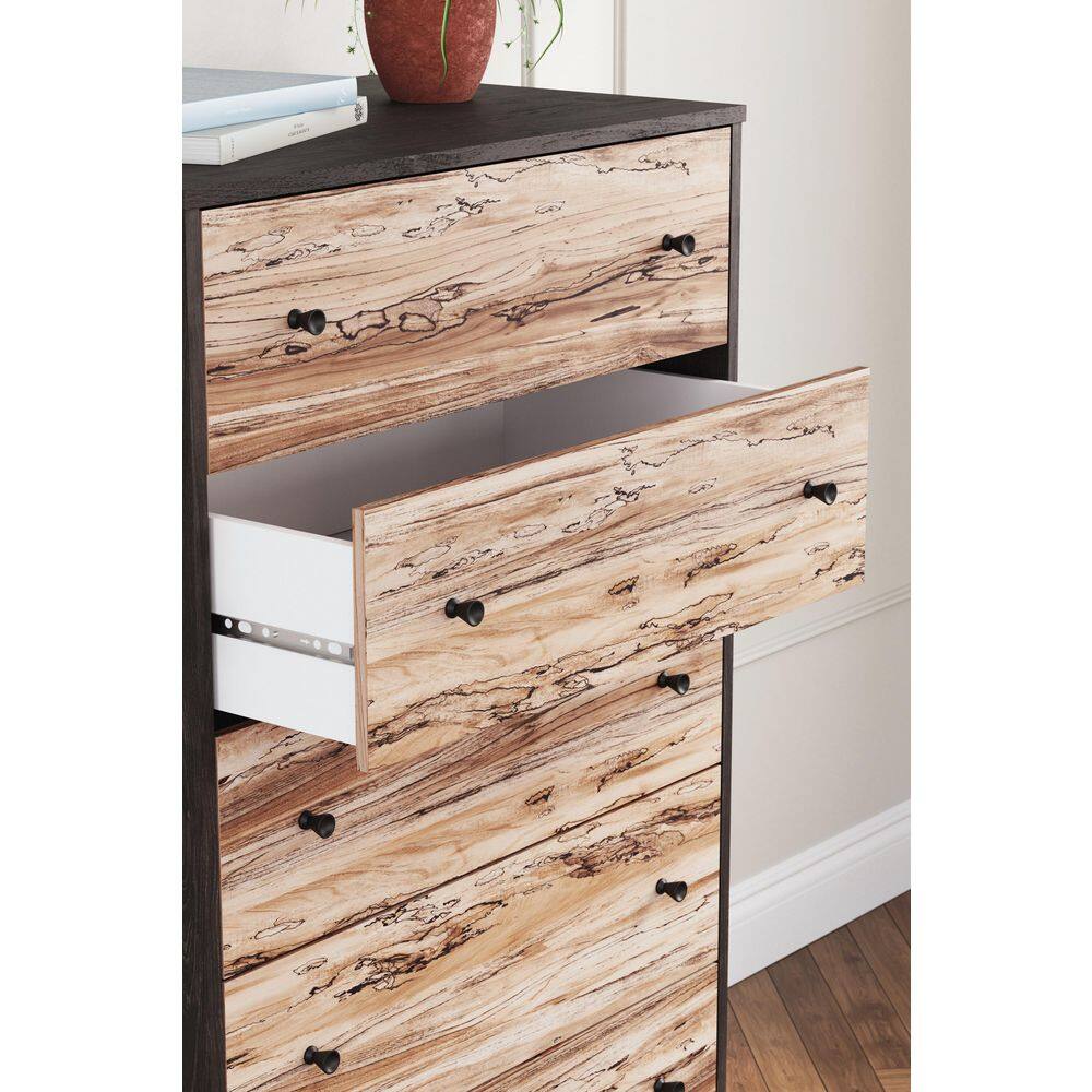 Piperton Two-Tone 5-Drawer Chest with Charcoal and Sugarberry Finish