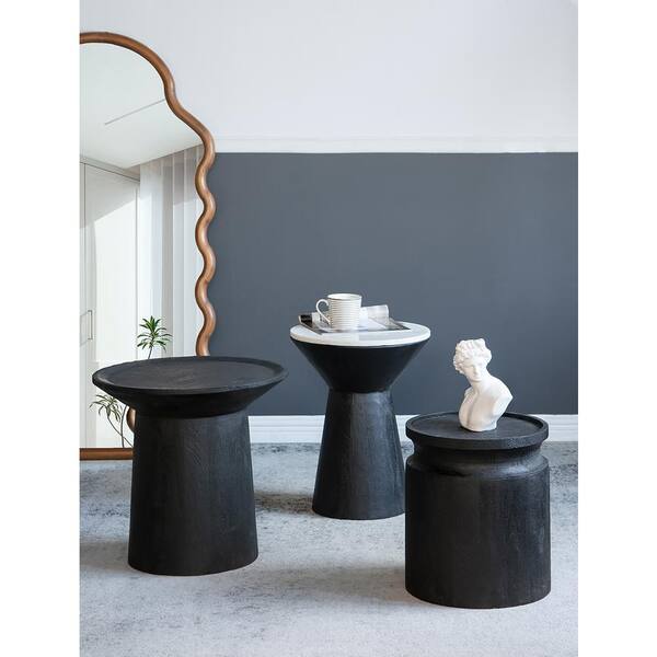 A & B Home Wooden Pedestal Side Table - D 20 in. x 19 in. - Black