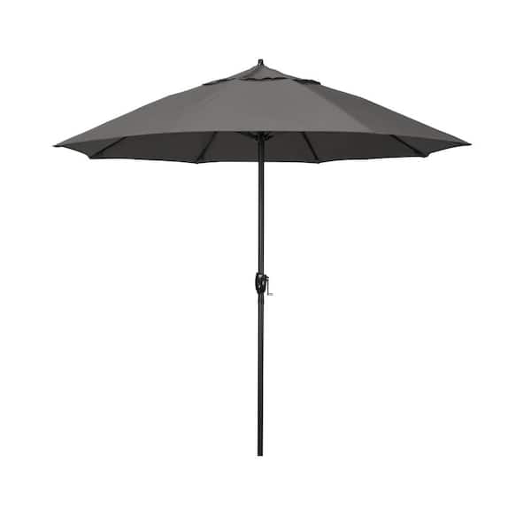 California Umbrella 7.5 ft. Bronze Aluminum Market Patio Umbrella with Fiberglass Ribs and Auto Tilt in Charcoal Sunbrella
