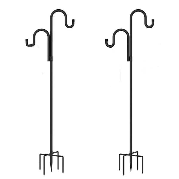 FAWEY TRED INC 92 in. Metal Double Shepherds Hooks for Outdoor, Heavy Duty Wind Chime and Hummingbird Feeder (2-Pack)