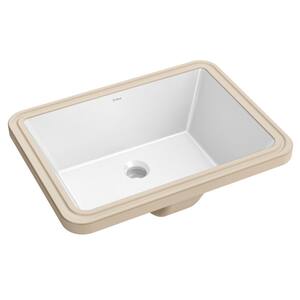 Elavo 20-1/4 in. Rectangular Porcelain Ceramic Undermount Bathroom Sink in White with Overflow Drain