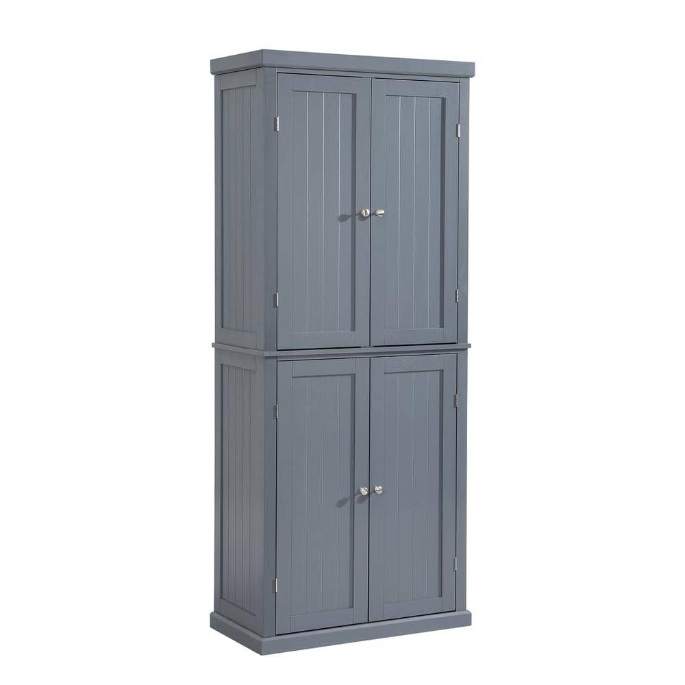 30 in. W x 14 in. D x 72.4 in. H Gray Freestanding Linen Cabinet with 4 Doo