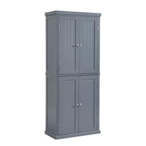 30 in. W x 14 in. D x 72.4 in. H Gray Freestanding Linen Cabinet with 4 Doors and Adjustable Shelves
