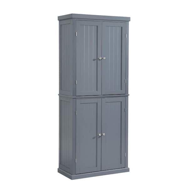 30 in. W x 14 in. D x 72.4 in. H Gray Freestanding Linen Cabinet with 4 ...