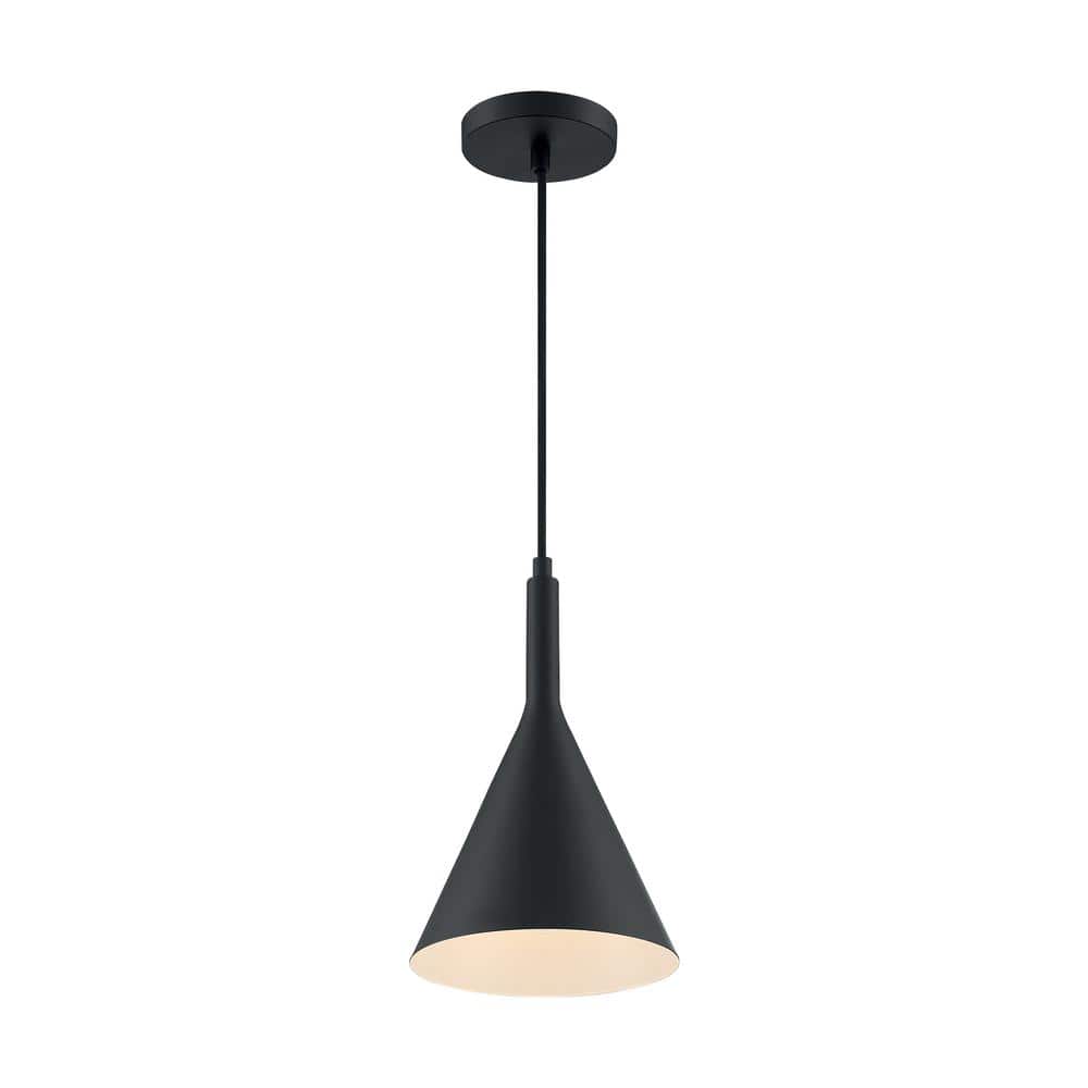 Matte Black Funnel-Shaped Single Pendant Light