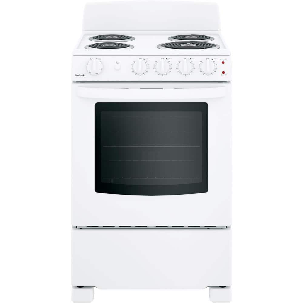 24" White Freestanding Electric Range with Coil Burners