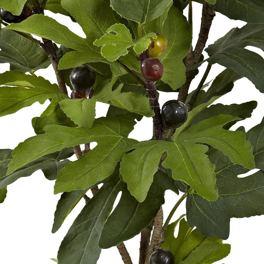 32'' Green Silk Faux Fig Tree in Black Pot