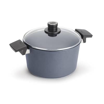 Diamond LITE Induction 5.25 qt. Cast Aluminum Nonstick Stock Pot in Gray with Glass Lid