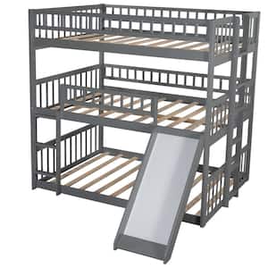 Gray Full-Over-Full-Over-Full Size Separable Triple Bed with Slide