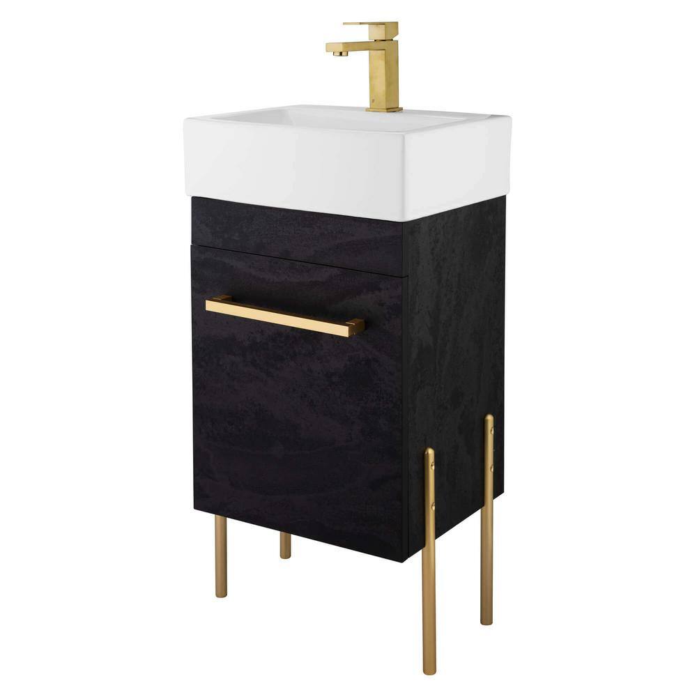 Concordia 17 in. W x 11.75 in. D x 33.50 in. H Bathroom Vanity in Black Marble with White Ceramic Top price history on PriceWatchPro