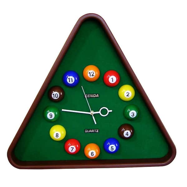 Unbranded Multicolor Billiards Design 18.5 in. H Tall Decorative Wall Clock with Brushed Finish for Decor Home, Assembly Required