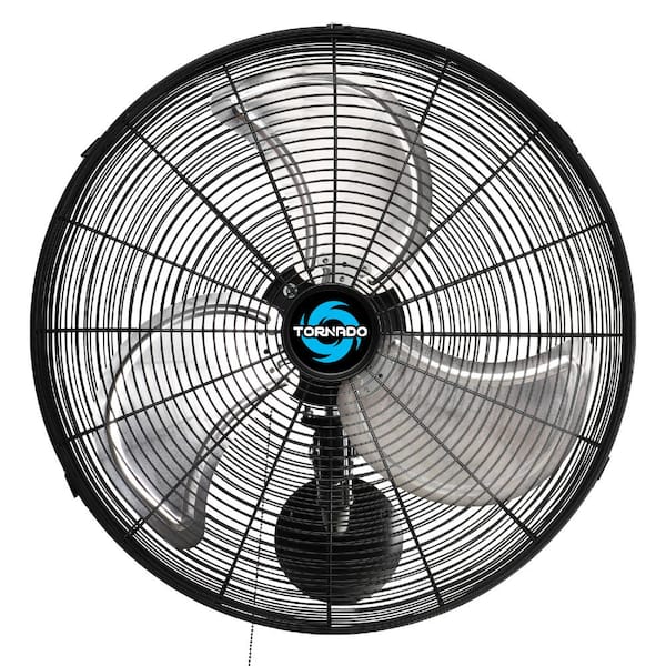 20 in. 3-Speed High-Velocity Wall Fan in Black with Oscillating Head