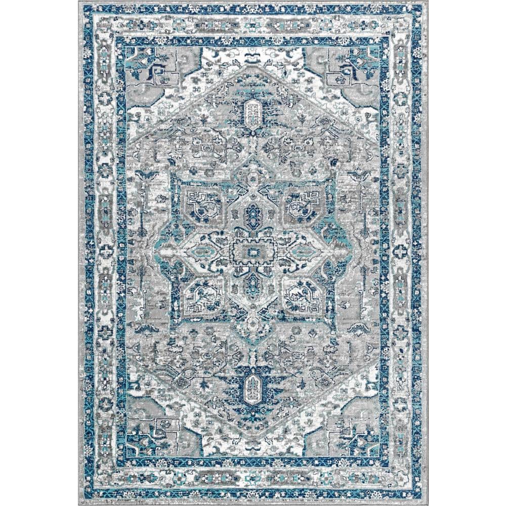 Gray Synthetic Reversible 8' x 10' Stain-Resistant Area Rug