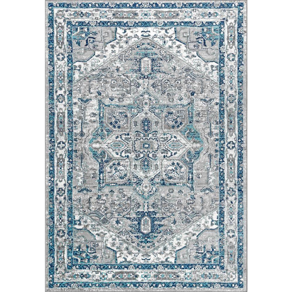 JONATHAN Y Modern Persian Vintage Medallion Light Grey/Blue 8 ft. x 10 ft. Area Rug MDP106A8