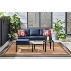 Parker Mill Black 4-Piece Metal Patio Seating Set with Porter Midnight Cushions