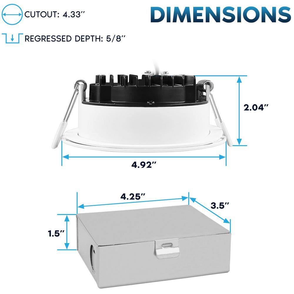 4-Inch White Aluminum LED Recessed Lighting Kit with Selectable Color Temperature