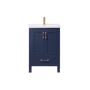 Gela 23.6 in. W x 19.7 in. D x 34.4 in. H Bath Vanity in Royal Blue with Ceramic Vanity Top in White with White Basin