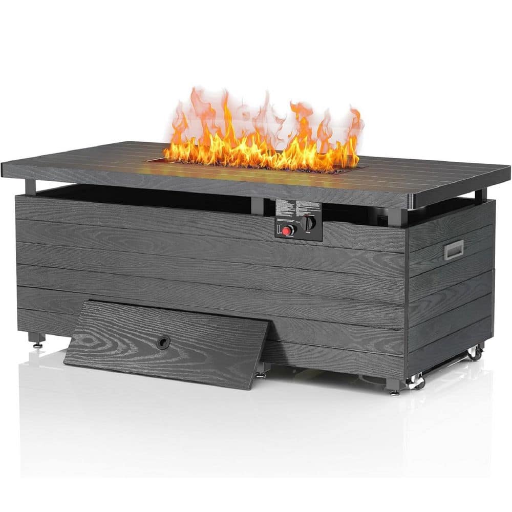 50 in. 50,000 BTU Rectangular Propane Gas Fire Pit Table (2-in-1 Design) in Brown with Glass Stone and Lid price history on PriceWatchPro