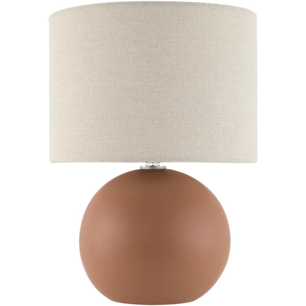 Livabliss Elio Modern Accent Table Lamp  10-inch  Brick with Beige Shade