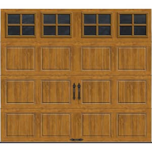 Gallery Steel 9 ft. x 7 ft. 18.4 R-Value Insulated Medium Finish Garage Door with Insulated Windows