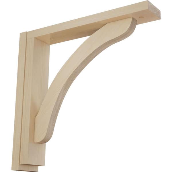 Ekena Millwork 2-1/2 in. x 12-3/4 in. x 12-1/4 in. Rubberwood Reece Shelf Bracket