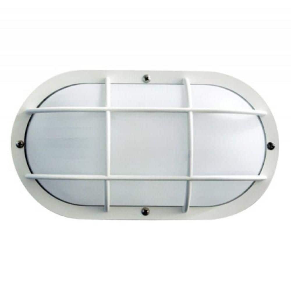 Nautical Oblong White Outdoor Hardwired Bulkhead Sconce with 4000K LED Bulb and Grid-Style Diffuser Cage price history on PriceWatchPro