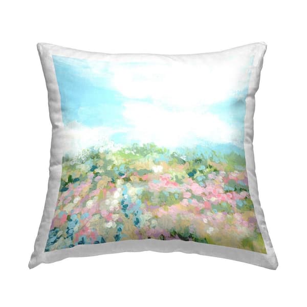 Stupell Industries Speckled Flower Field Blue Print Polyester 18 in. x 18 in. Throw Pillow
