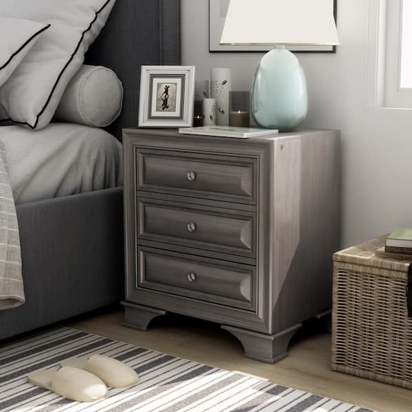 Furniture of America Liam 3-Drawer Gray Nightstand