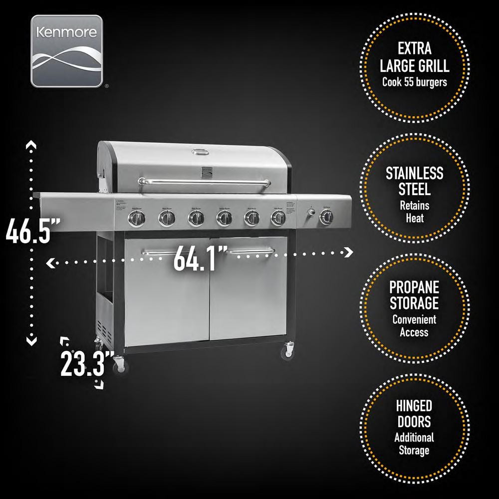 Kenmore XL Stainless Steel Propane Gas Grill with Side Burner