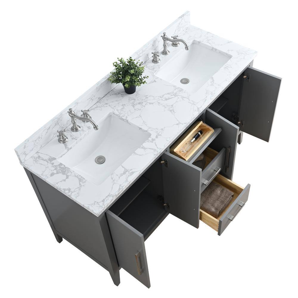 Cashmere Gray 60" Double Sink Bathroom Vanity with Marble Top