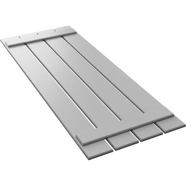 Ekena Millwork 23 in. x 45 in. True Fit PVC Four Board Spaced Board and Batten Shutters Pair in Hailstorm Gray