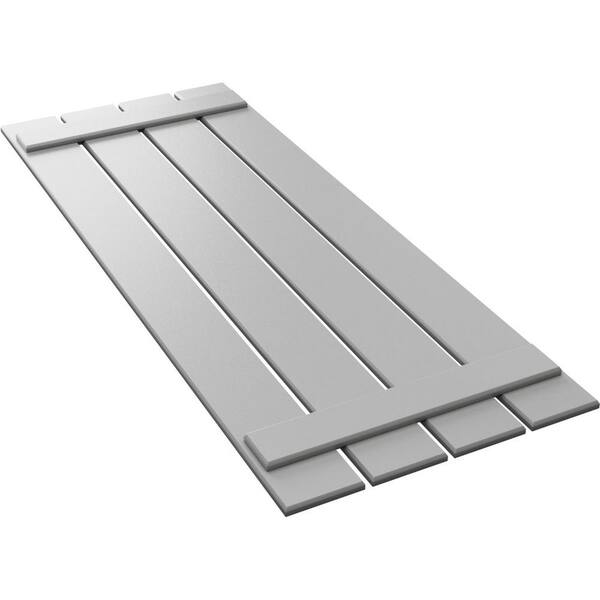Ekena Millwork 23 in. x 70 in. True Fit PVC Four Board Spaced Board and Batten Shutters Pair in Hailstorm Gray