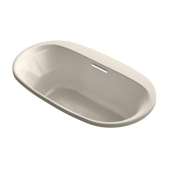 KOHLER Underscore 65 in. Acrylic Oval Drop-in VibrAcoustic Bathtub with Bask Heated Surface in Sandbar