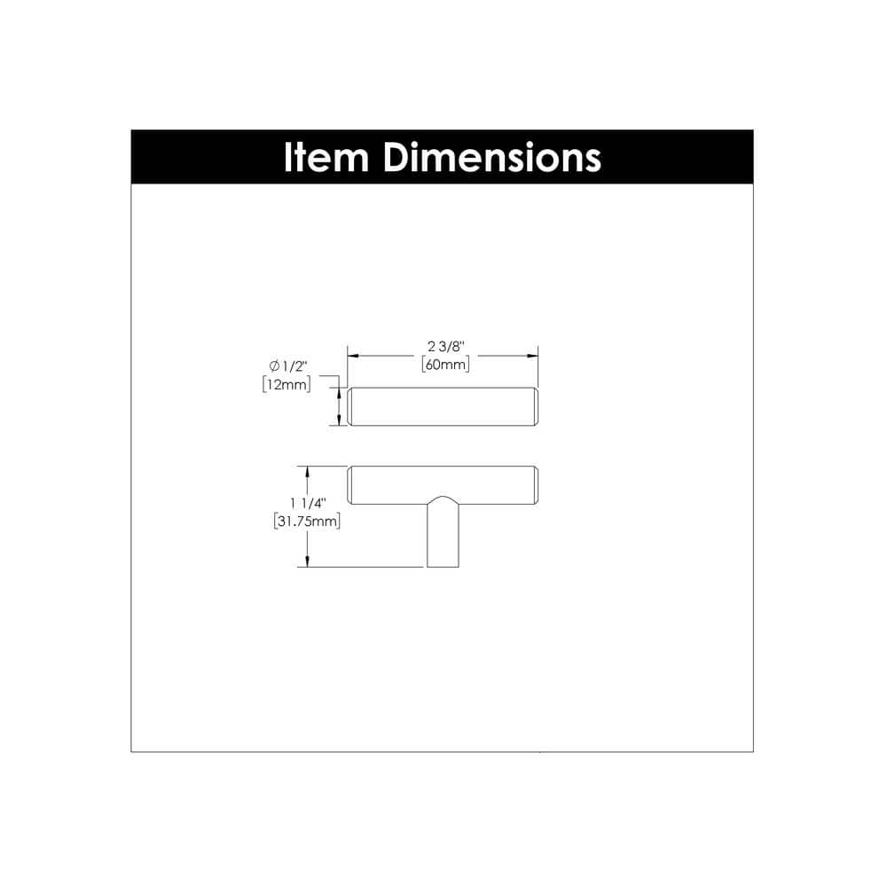Stainless Steel T-Shape Bar Pull Knob with Mounting Hardware