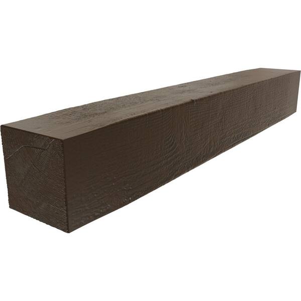 Ekena Millwork 8 in. x 10 in. x 4 ft. Rough Sawn Faux Wood Beam Fireplace Mantel Brown Mahogany