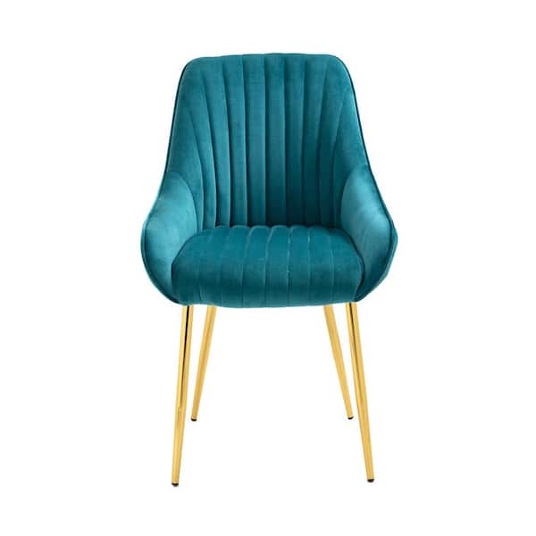 Unbranded Teal Velvet fabric Dining Chairs With Menta Feet
