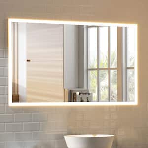 48 in. W x 28 in. H Framed Rectangular LED Light Bathroom Vanity Mirror