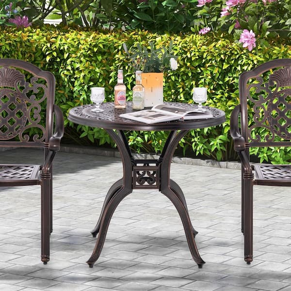 Gtnali 31.5 in. Outdoor Patio Cast Aluminum Round Bistro Table