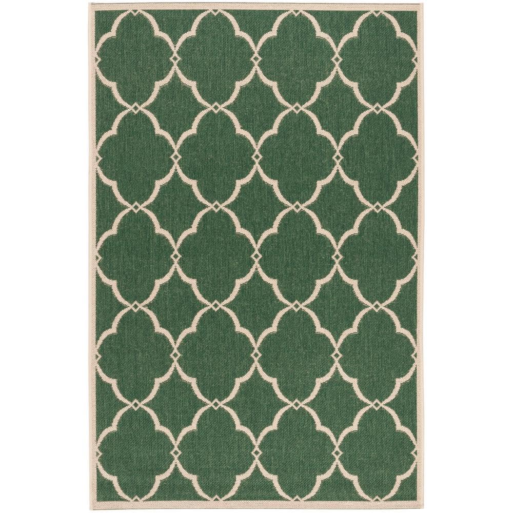 SAFAVIEH Beach House Green/Creme 4 ft. x 6 ft. Trellis Geometric Indoor