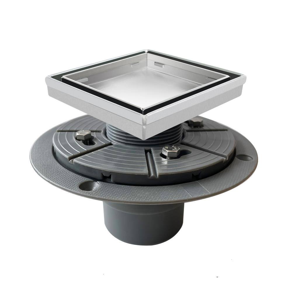 4 in. x 4 in. Stainless Steel Square Shower Drain with Tile-In Pattern Surface and PVC Drain Base price history on PriceWatchPro