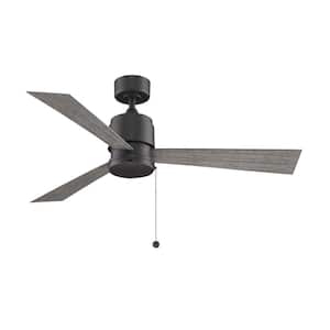 Zonix Wet 52 in. Indoor/Outdoor Matte Greige Ceiling Fan with Weathered Wood Blades