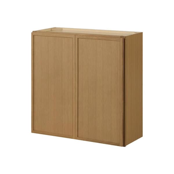 Leyton 30 in. W x 12 in. D x 30 in. H Ready to Assemble Plywood Slim Shaker Wall Kitchen Cabinet in White Oak