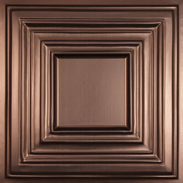 Ceilume Bistro Faux Bronze 2 ft. x 2 ft. Lay-in or Glue-up Ceiling Panel (Case of 6)