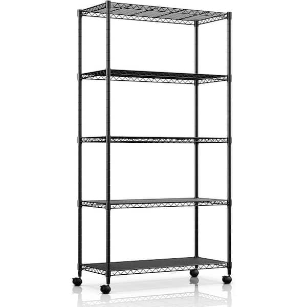 Tileon 5-Tier Heavy Duty Storage Shelving Unit, 1250 lbs. Loading Capacity for Kitchen, Garage in Black