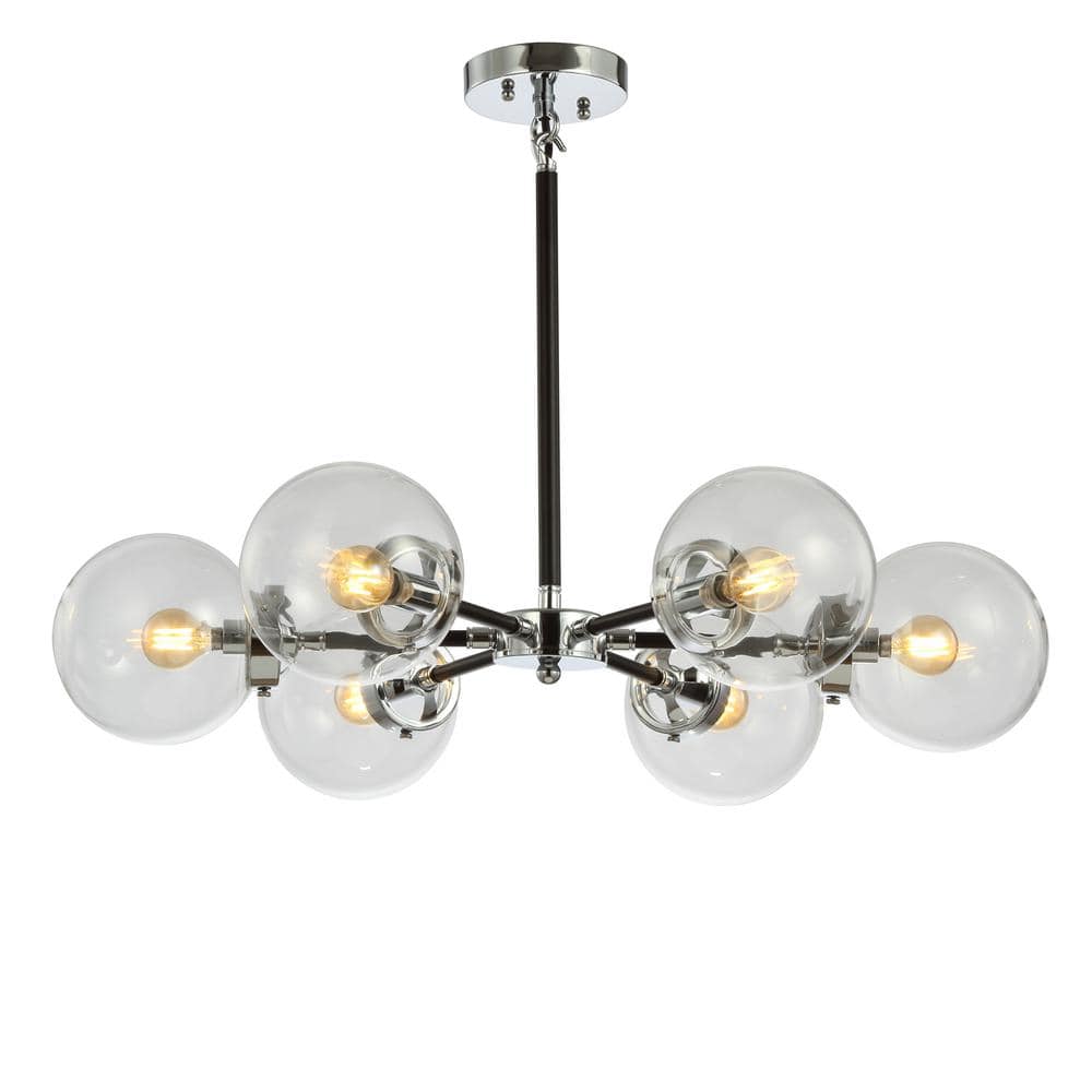 Jonathan Y Caleb 28" Black Chrome Sputnik Chandelier
