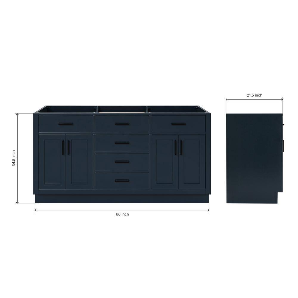 Midnight Blue Hardwood Freestanding Double Bathroom Vanity