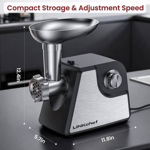 Electric Black Meat Grinder. 2400W Max Meat Grinders, 2 Speeds, 3